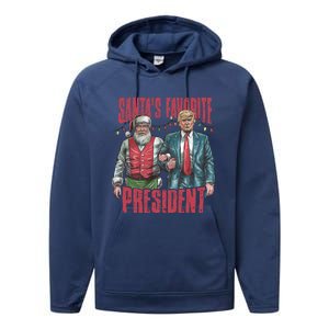 SantaS Favorite President Christmas Funny Trump Xmas Pajama Gift Performance Fleece Hoodie