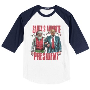 SantaS Favorite President Christmas Funny Trump Xmas Pajama Gift Baseball Sleeve Shirt