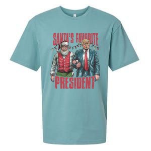 SantaS Favorite President Christmas Funny Trump Xmas Pajama Gift Sueded Cloud Jersey T-Shirt