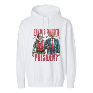 SantaS Favorite President Christmas Funny Trump Xmas Pajama Gift Garment-Dyed Fleece Hoodie