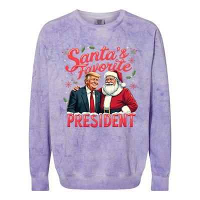 SantaS Favorite President Christmas Funny Trump Xmas Pajama Gift Colorblast Crewneck Sweatshirt