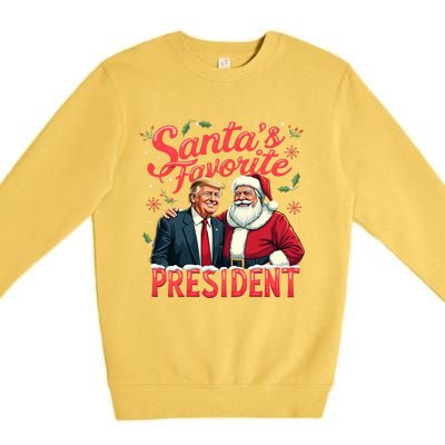 SantaS Favorite President Christmas Funny Trump Xmas Pajama Gift Premium Crewneck Sweatshirt