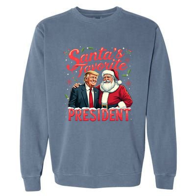 SantaS Favorite President Christmas Funny Trump Xmas Pajama Gift Garment-Dyed Sweatshirt