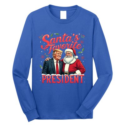 SantaS Favorite President Christmas Funny Trump Xmas Pajama Gift Long Sleeve Shirt