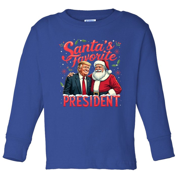 SantaS Favorite President Christmas Funny Trump Xmas Pajama Gift Toddler Long Sleeve Shirt