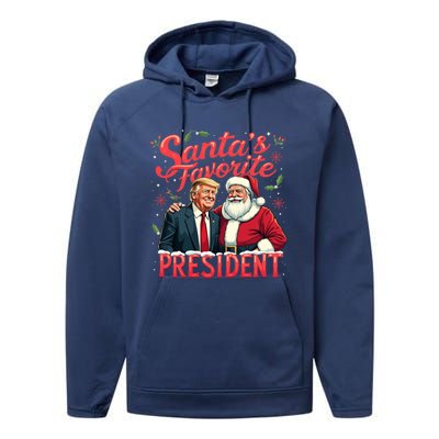 SantaS Favorite President Christmas Funny Trump Xmas Pajama Gift Performance Fleece Hoodie