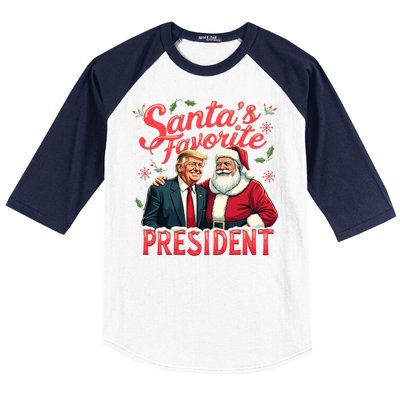 SantaS Favorite President Christmas Funny Trump Xmas Pajama Gift Baseball Sleeve Shirt