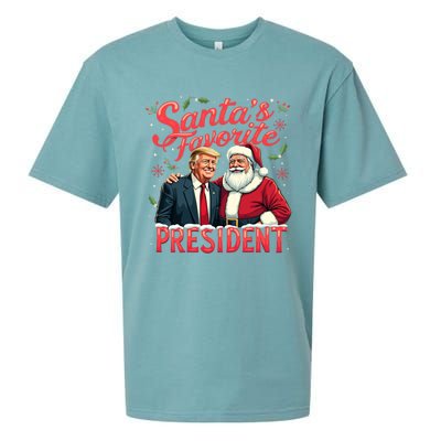 SantaS Favorite President Christmas Funny Trump Xmas Pajama Gift Sueded Cloud Jersey T-Shirt