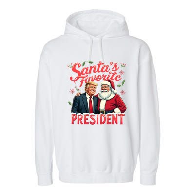 SantaS Favorite President Christmas Funny Trump Xmas Pajama Gift Garment-Dyed Fleece Hoodie