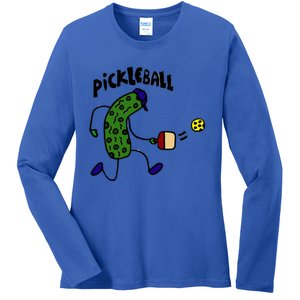 Smileteestank Funny Pickle Playing Pickleball Cartoon Cool Gift Ladies Long Sleeve Shirt