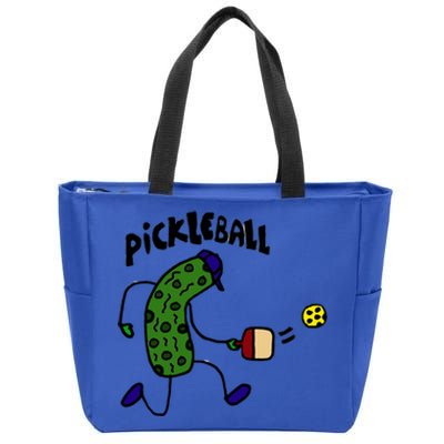 Smileteestank Funny Pickle Playing Pickleball Cartoon Cool Gift Zip Tote Bag