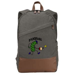 Smileteestank Funny Pickle Playing Pickleball Cartoon Cool Gift Cotton Canvas Backpack