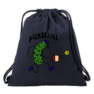 Smileteestank Funny Pickle Playing Pickleball Cartoon Cool Gift Drawstring Bag