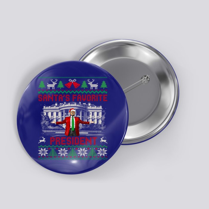 SantaS Favorite President Christmas Ugly Trump 47 Gift Button