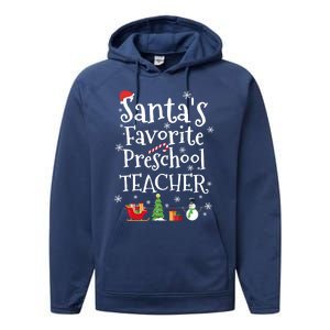 Santas Favorite Preschool Teacher Gift Performance Fleece Hoodie