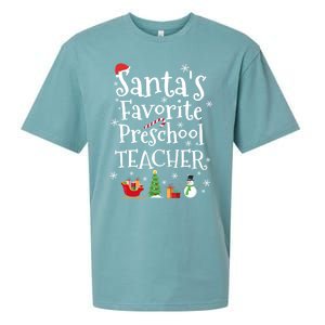 Santas Favorite Preschool Teacher Gift Sueded Cloud Jersey T-Shirt