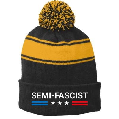 Semi Fascist Funny Political Humor Biden Quotes Stripe Pom Pom Beanie