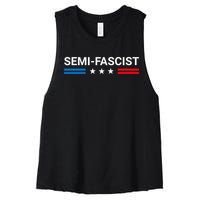 Semi Fascist Funny Political Humor Biden Quotes Women's Racerback Cropped Tank