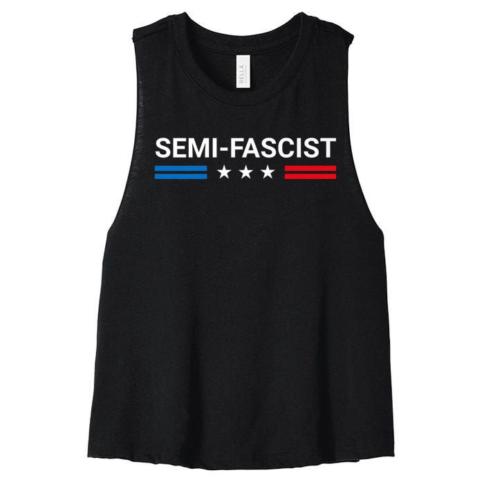 Semi Fascist Funny Political Humor Biden Quotes Women's Racerback Cropped Tank