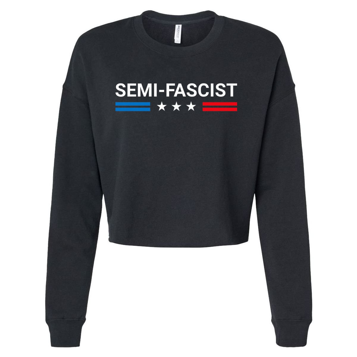 Semi Fascist Funny Political Humor Biden Quotes Cropped Pullover Crew