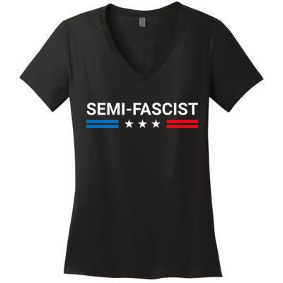 Semi Fascist Funny Political Humor Biden Quotes Women's V-Neck T-Shirt