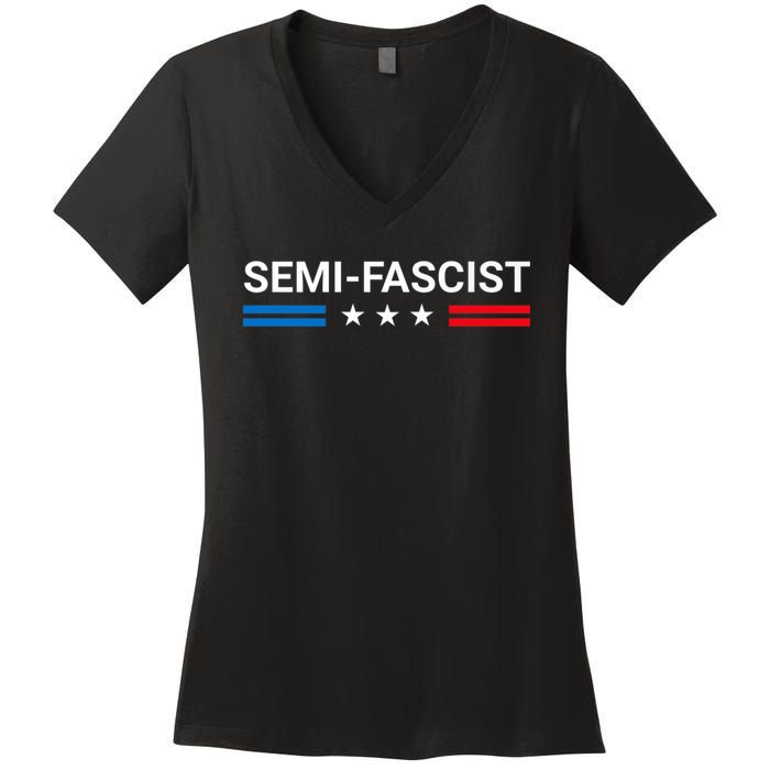 Semi Fascist Funny Political Humor Biden Quotes Women's V-Neck T-Shirt