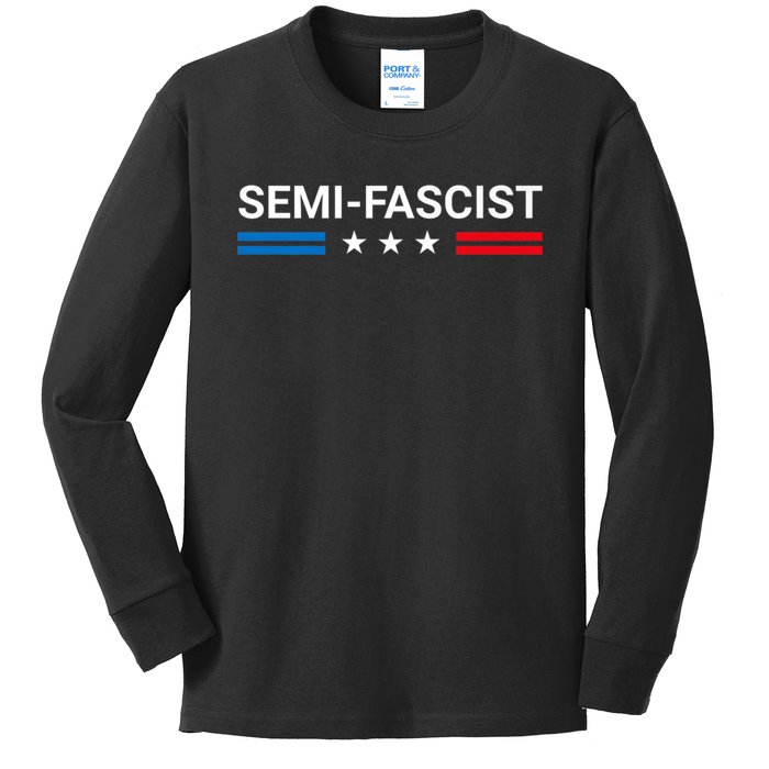 Semi Fascist Funny Political Humor Biden Quotes Kids Long Sleeve Shirt