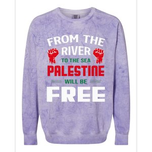 Solidarity for Palestine Arabic Keffiyeh Support Colorblast Crewneck Sweatshirt