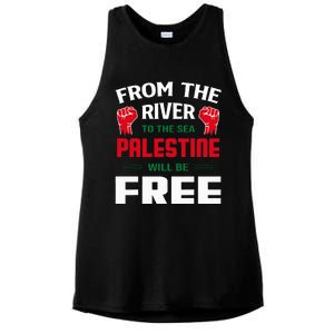 Solidarity for Palestine Arabic Keffiyeh Support Ladies PosiCharge Tri-Blend Wicking Tank