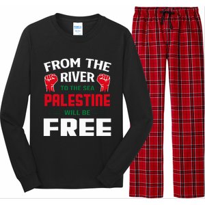 Solidarity for Palestine Arabic Keffiyeh Support Long Sleeve Pajama Set