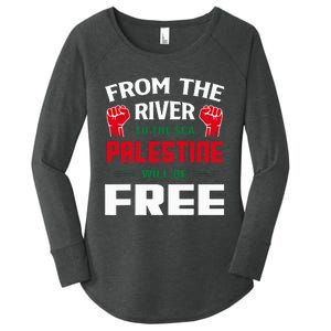 Solidarity for Palestine Arabic Keffiyeh Support Women's Perfect Tri Tunic Long Sleeve Shirt