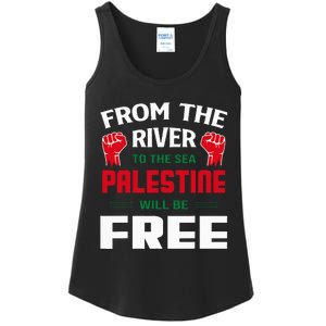 Solidarity for Palestine Arabic Keffiyeh Support Ladies Essential Tank