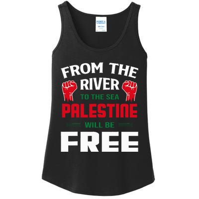 Solidarity for Palestine Arabic Keffiyeh Support Ladies Essential Tank