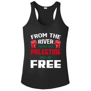 Solidarity for Palestine Arabic Keffiyeh Support Ladies PosiCharge Competitor Racerback Tank