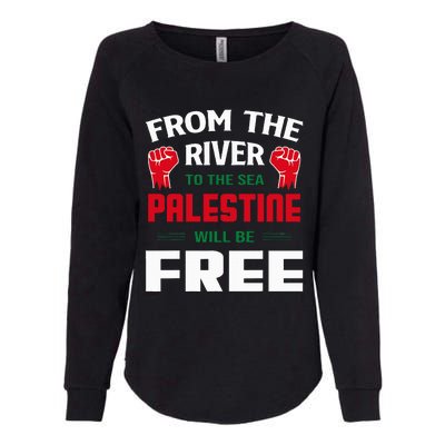 Solidarity for Palestine Arabic Keffiyeh Support Womens California Wash Sweatshirt