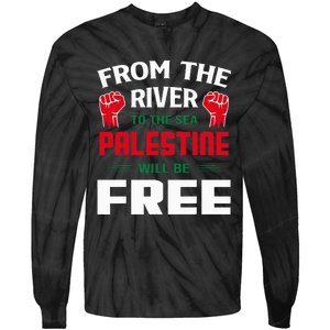 Solidarity for Palestine Arabic Keffiyeh Support Tie-Dye Long Sleeve Shirt