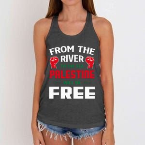 Solidarity for Palestine Arabic Keffiyeh Support Women's Knotted Racerback Tank