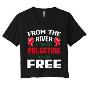 Solidarity for Palestine Arabic Keffiyeh Support Women's Crop Top Tee