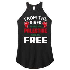 Solidarity for Palestine Arabic Keffiyeh Support Women's Perfect Tri Rocker Tank