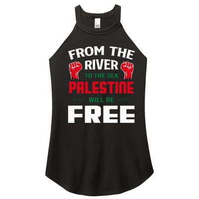 Solidarity for Palestine Arabic Keffiyeh Support Women’s Perfect Tri Rocker Tank