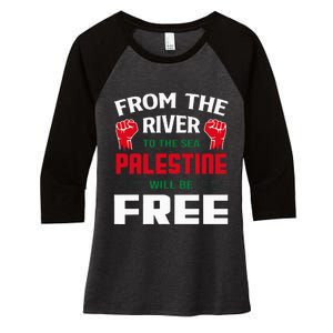 Solidarity for Palestine Arabic Keffiyeh Support Women's Tri-Blend 3/4-Sleeve Raglan Shirt