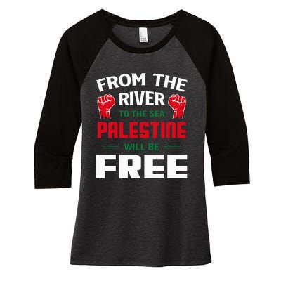 Solidarity for Palestine Arabic Keffiyeh Support Women's Tri-Blend 3/4-Sleeve Raglan Shirt