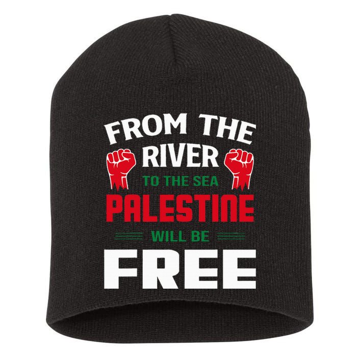 Solidarity for Palestine Arabic Keffiyeh Support Short Acrylic Beanie