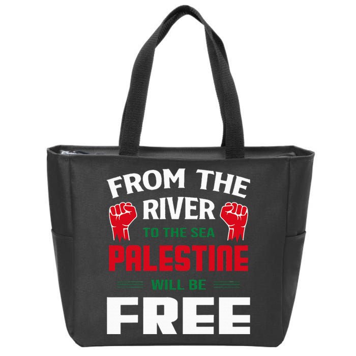 Solidarity for Palestine Arabic Keffiyeh Support Zip Tote Bag