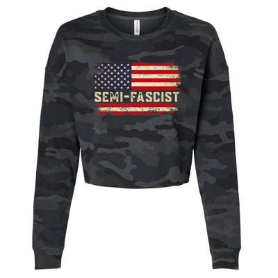 Semi Fascist Funny Political Humor Biden Quotes Cropped Pullover Crew