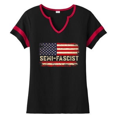 Semi Fascist Funny Political Humor Biden Quotes Ladies Halftime Notch Neck Tee