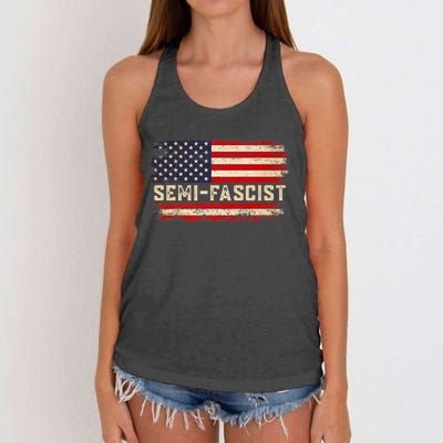 Semi Fascist Funny Political Humor Biden Quotes Women's Knotted Racerback Tank