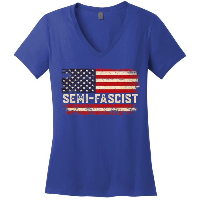 Semi Fascist Funny Political Humor Biden Quotes Women's V-Neck T-Shirt