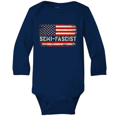 Semi Fascist Funny Political Humor Biden Quotes Baby Long Sleeve Bodysuit