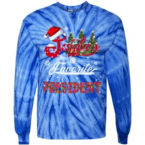 SantaS Favorite President Family Matching Group Christmas Cute Gift Tie-Dye Long Sleeve Shirt